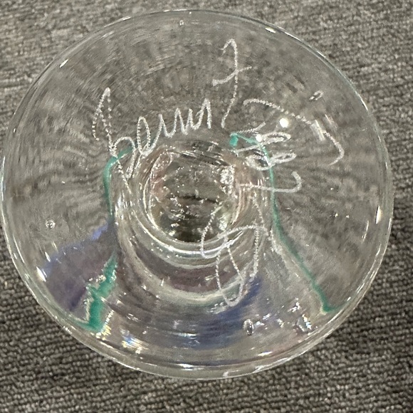 Bernstein Art Glass Goblets, Stemware, Vintage Art Glass Face Signed - Picture 9 of 11